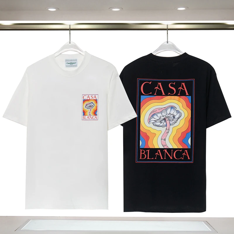 

O Neck Casablanca T Shirt Real Photo Summer Printed T-shirt High Quality T Shirts Couple Fashion Tshirt One Day Ship Out Tees