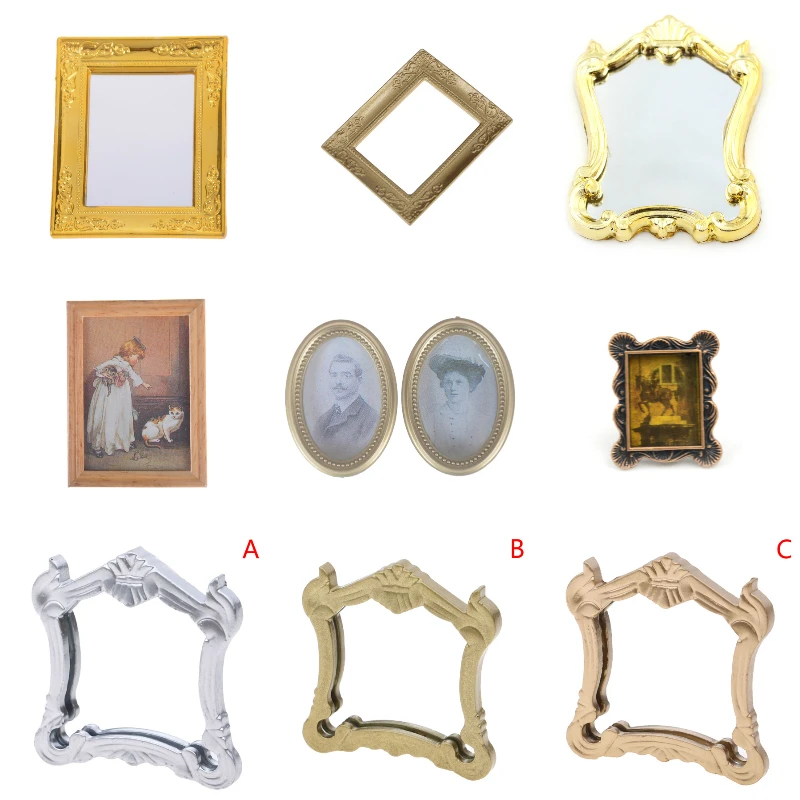 

1/12 Resin Photo Frame Dollhouse Mini Oil Painting Dollshouse Miniature Furniture Doll House Resin Picture Frame Toys