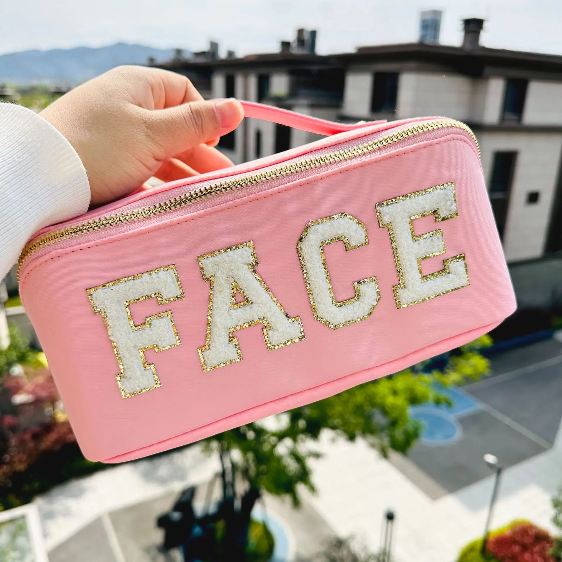 

Fashion Design Letter Ladies Storage Bags Make Up Case Large Capacity Women's Cosmetic Bag Portable Nylon Female Clutch Handbags