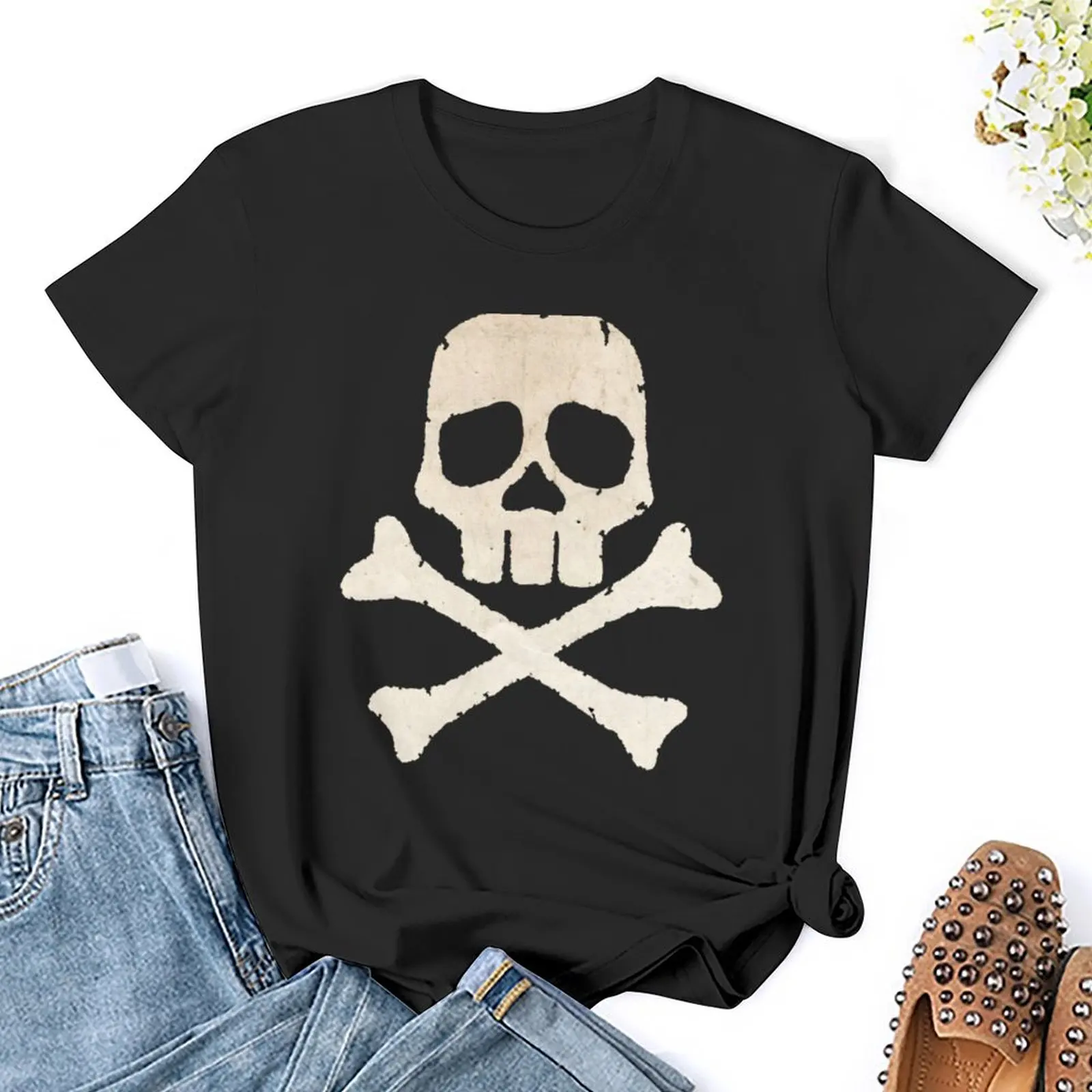 Футболка женская с графическим принтом топ черепом капитана харлока в западном