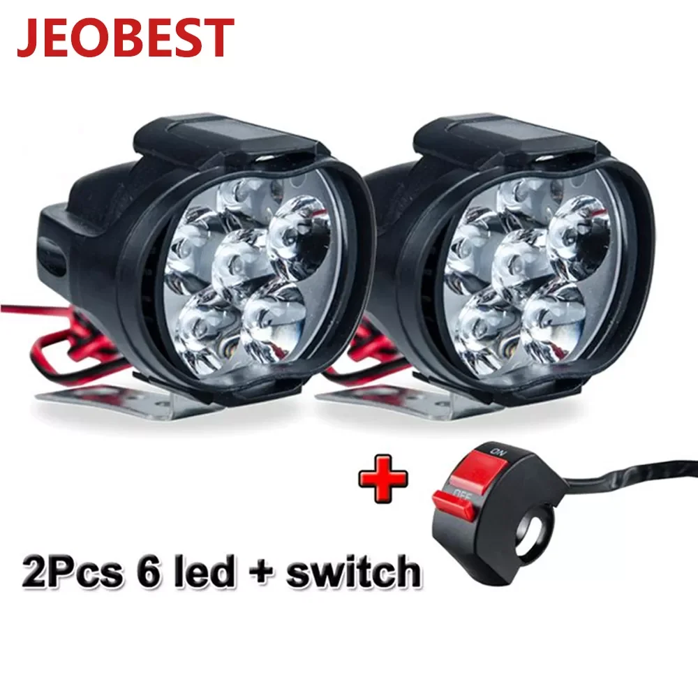 

NEW2023 2/1pcs LED Motorcycle Headlights Spotlight White Super Bright 6LED Working Front Light 1500LM LED Scooters Motorbike Fog
