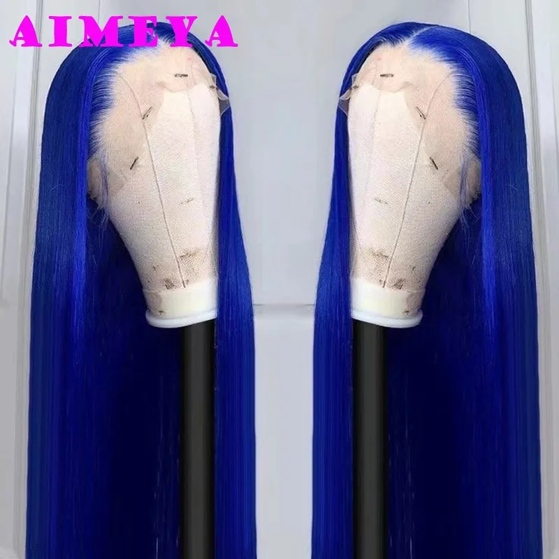 AIMEYA Новинка зеленый длинный шелковый прямой парик 13X 6 кружевной передний