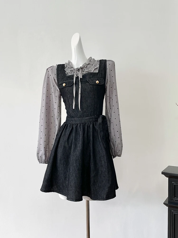 Осенне-зимняя женская корейская винтажная одежда Mori Girl комплект из 2 предметов