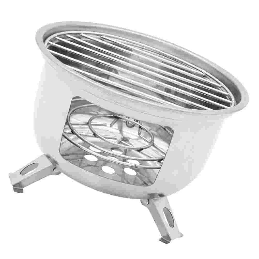 

Stove Camping Bbq Grill Barbecue Butane Burner Stainless Round Gas Small Charcoal Outdoor Cooking Backpacking Portable Smoker