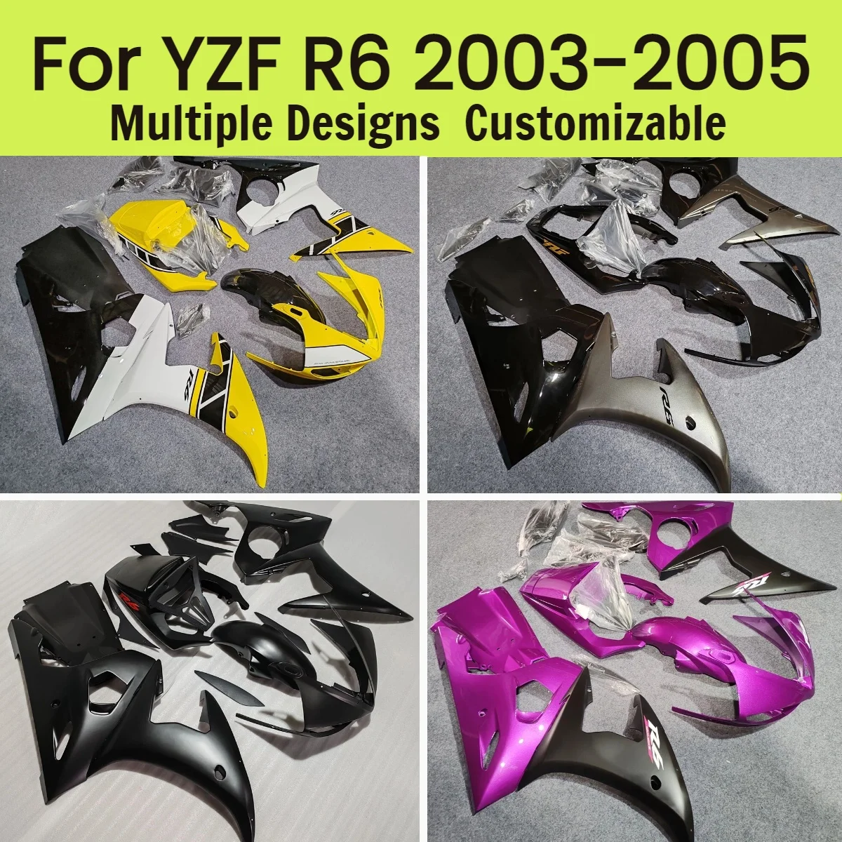 Фото Комплект обтекателей Prime Fairing Kit для YZF R6 2003-2005, неоригинальные мотоциклетные обтекатели, литые обтекиатели для YAMAHA YZFR6 03 04 05 №1