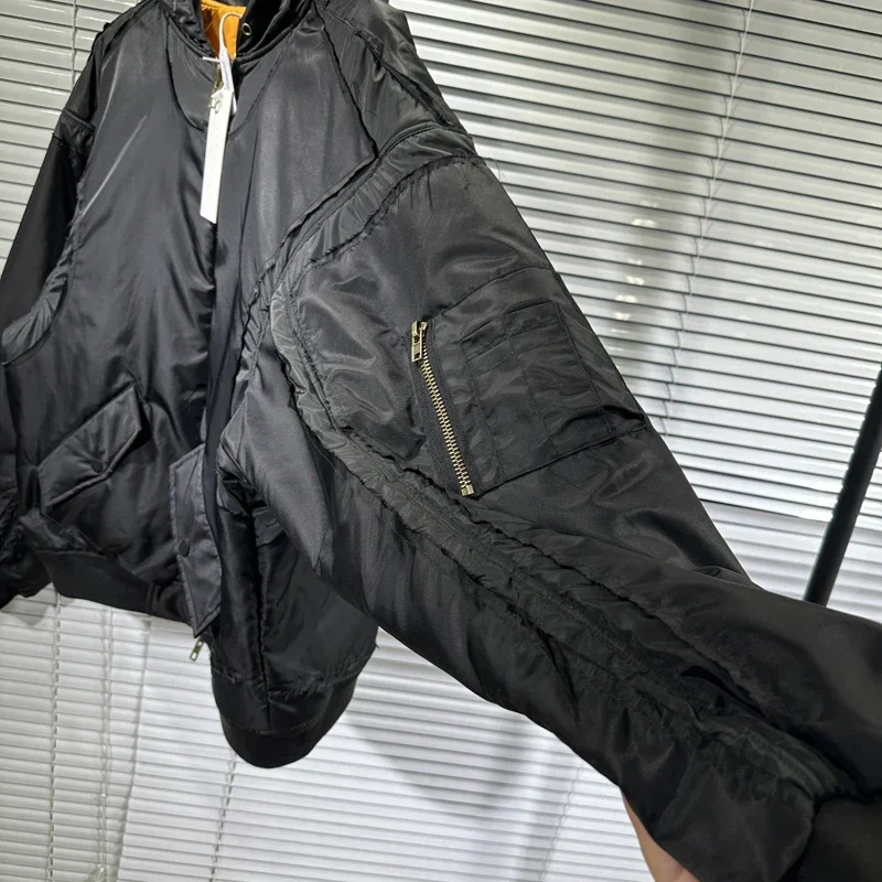 Хлопковые куртки на молнии с длинными рукавами и карманами дизайнерское
