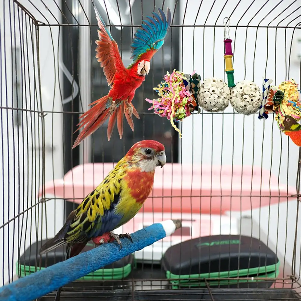 

Colorful Bird Toys Parrot Sola Balls Shred Paper Soft Shreddable Hanging Bird Tooth Cleaning Molar Toys