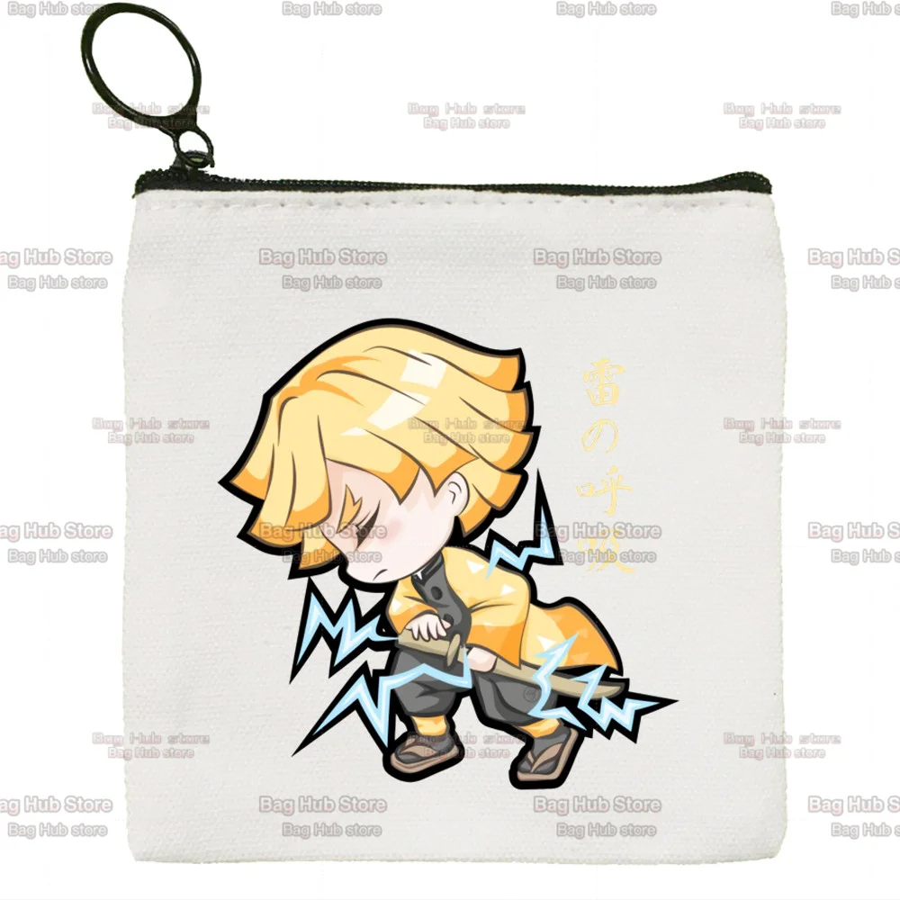 Kimetsu No Yaiba Canvas Creative Small Coin Purse Funny Simple Key Coin Purse for Men and Women Fashion Style Cute Coin Purse