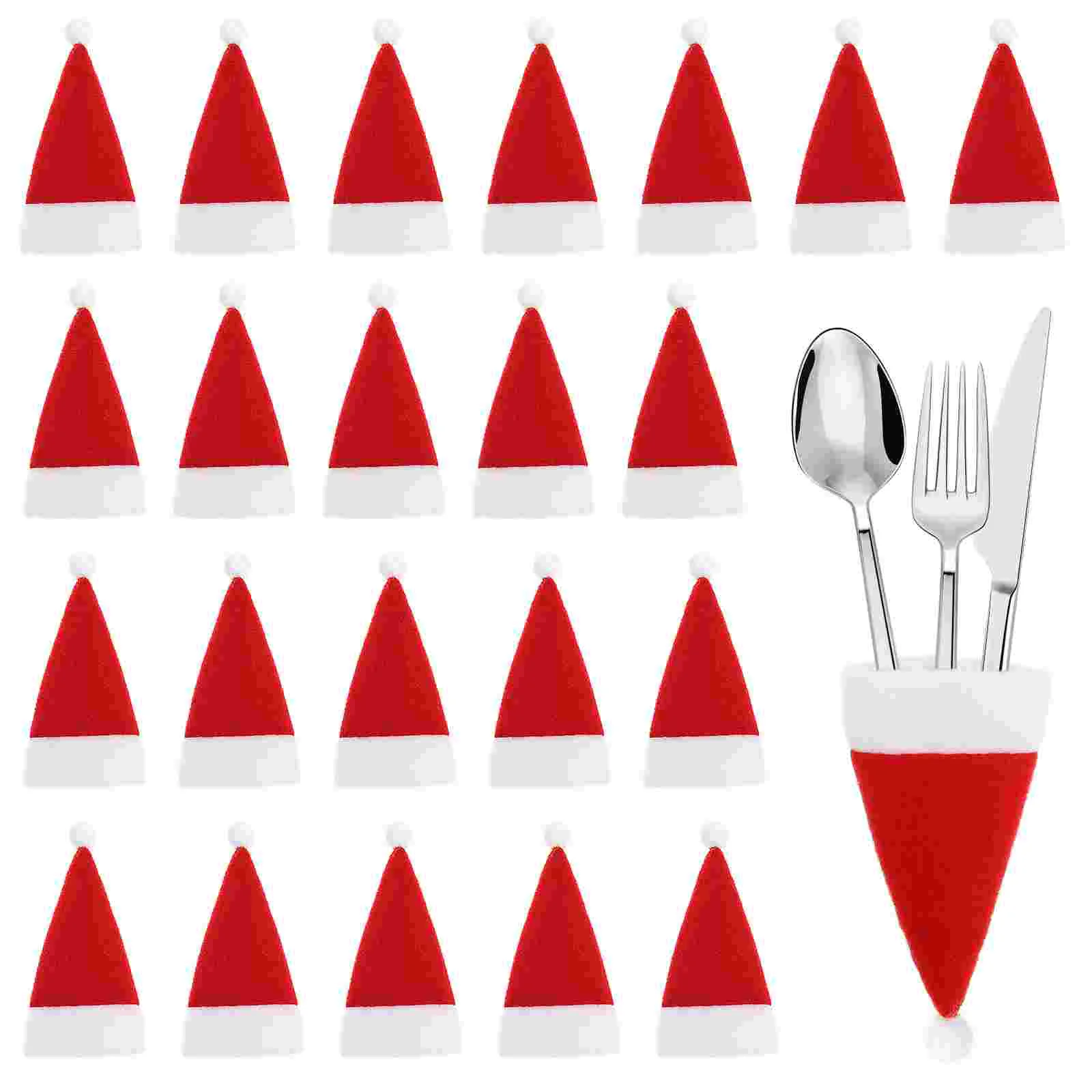 

30 Pcs Reds Hatations Xmas Crafts Bottle Covers Silverware Holder Cutlery