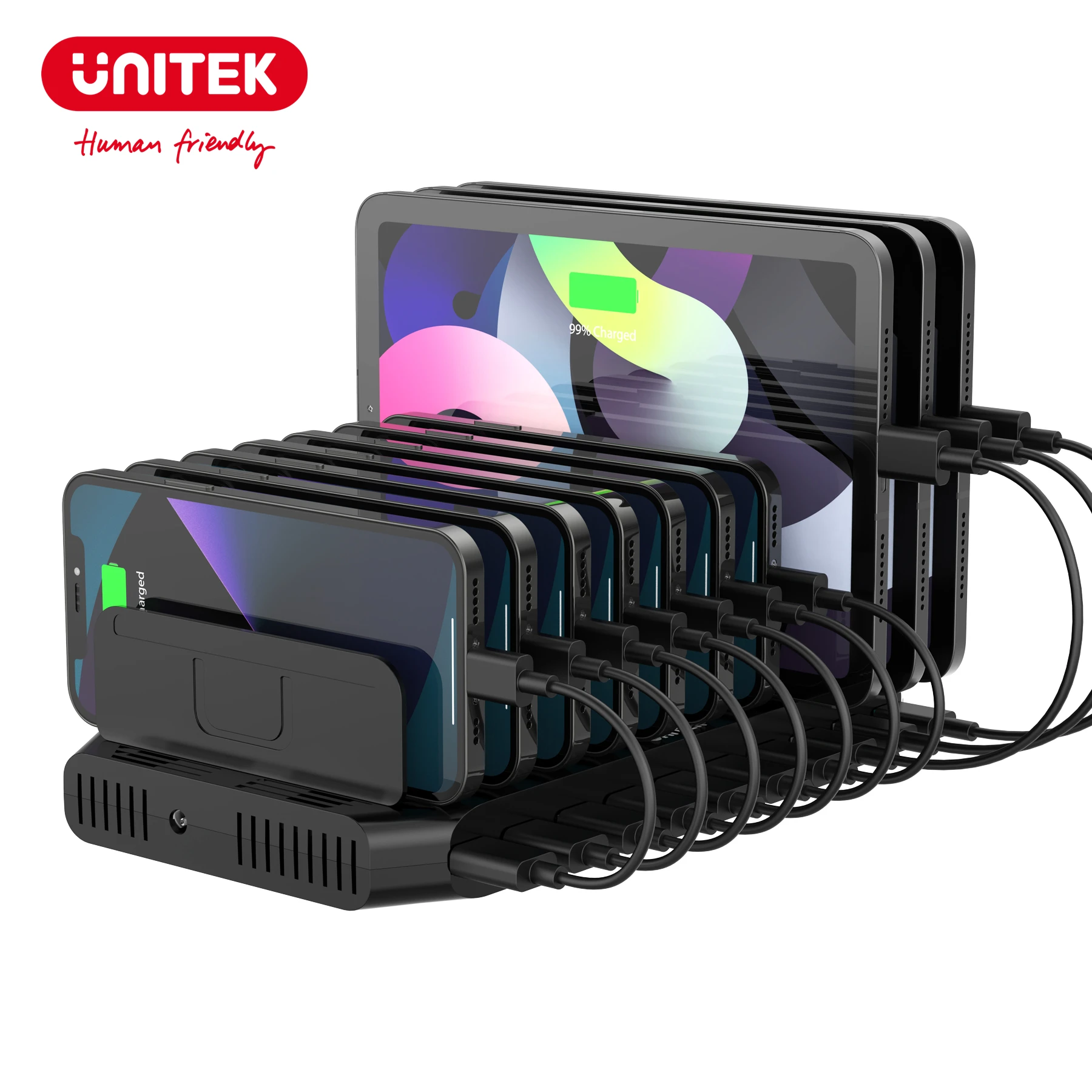 Зарядная Станция Unitek 60 Вт с 10 USB-портами и поддержкой быстрой зарядки