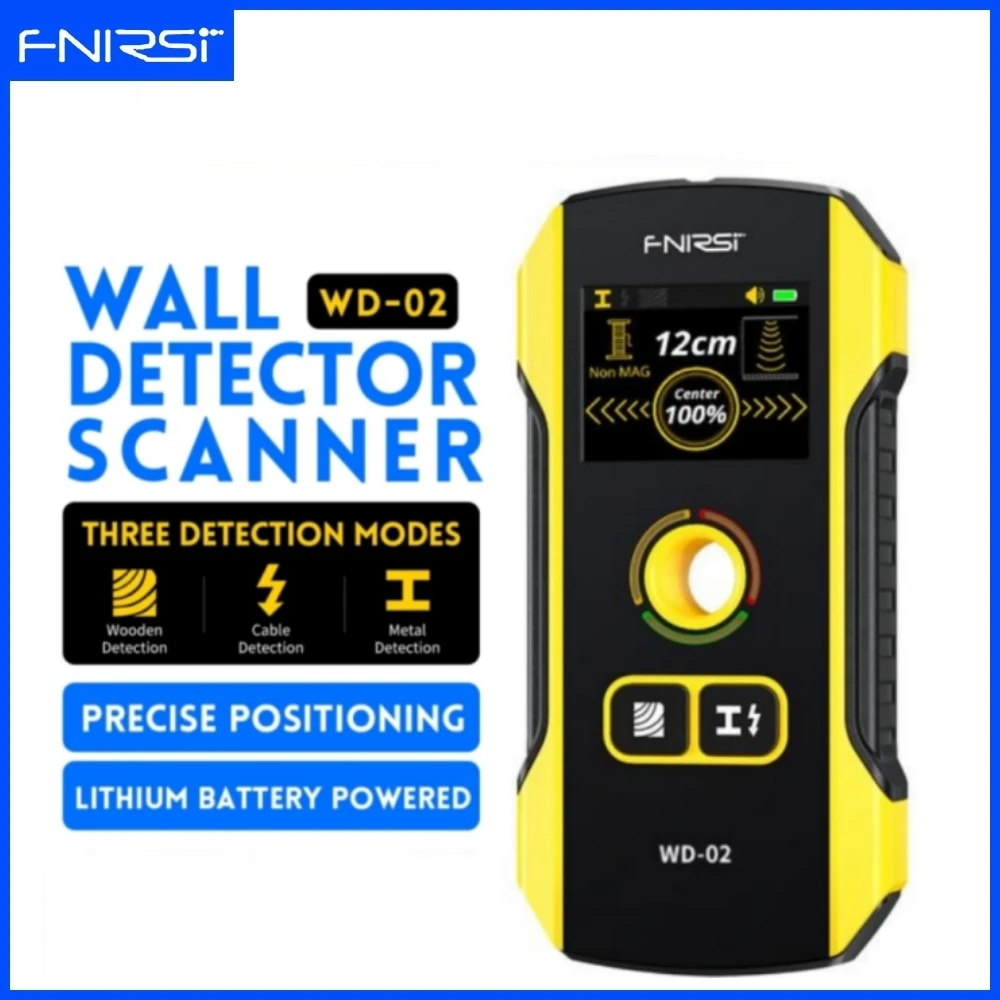 

FNIRSI WD-02 Wall Detector Stud Finder New Design Positioning Hole TFT Display AC Live Cable Wires Metal Wood Stud Wall Scanner