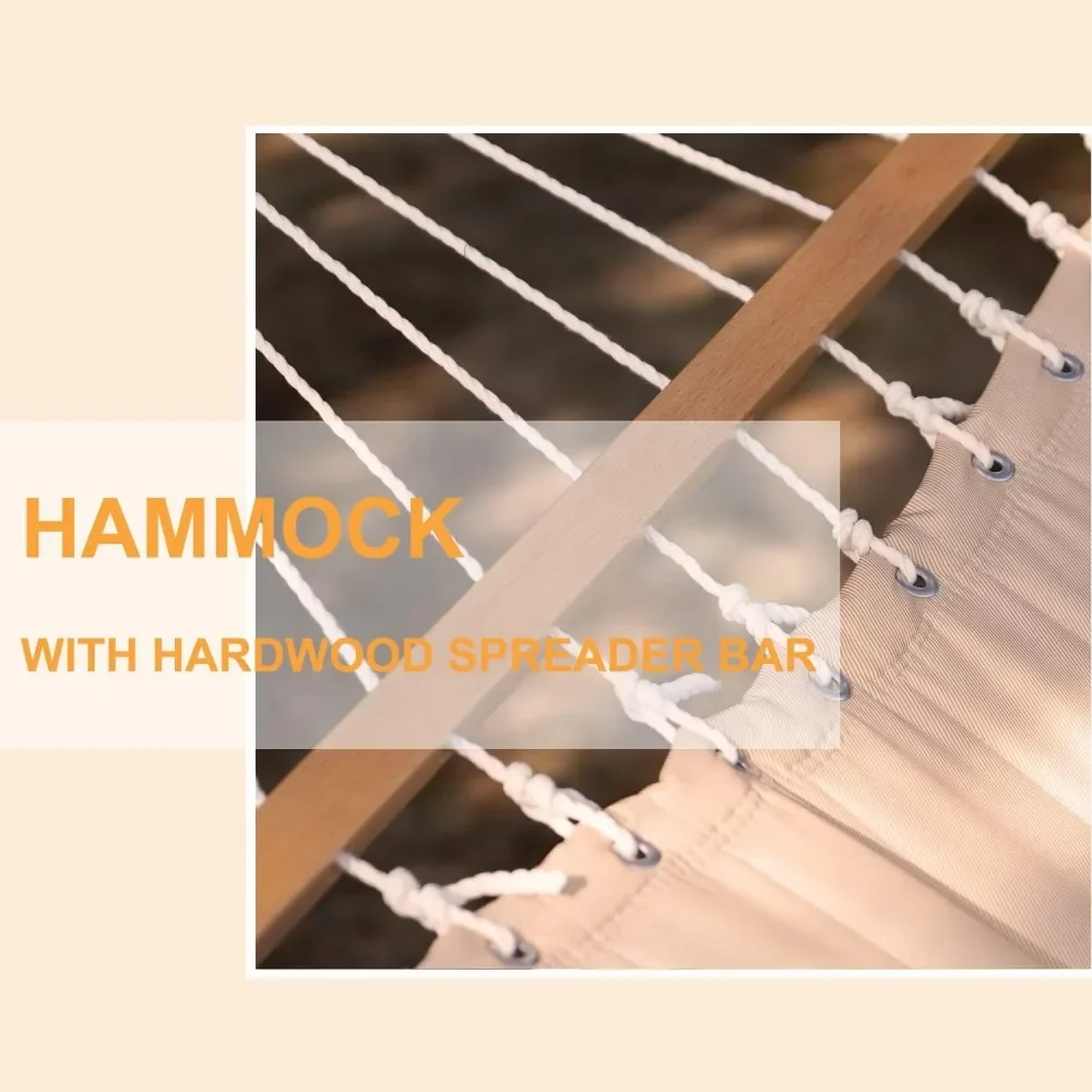 Двойной гамак из стеганой ткани 12 футов с подушкой Двухместный раздвижной