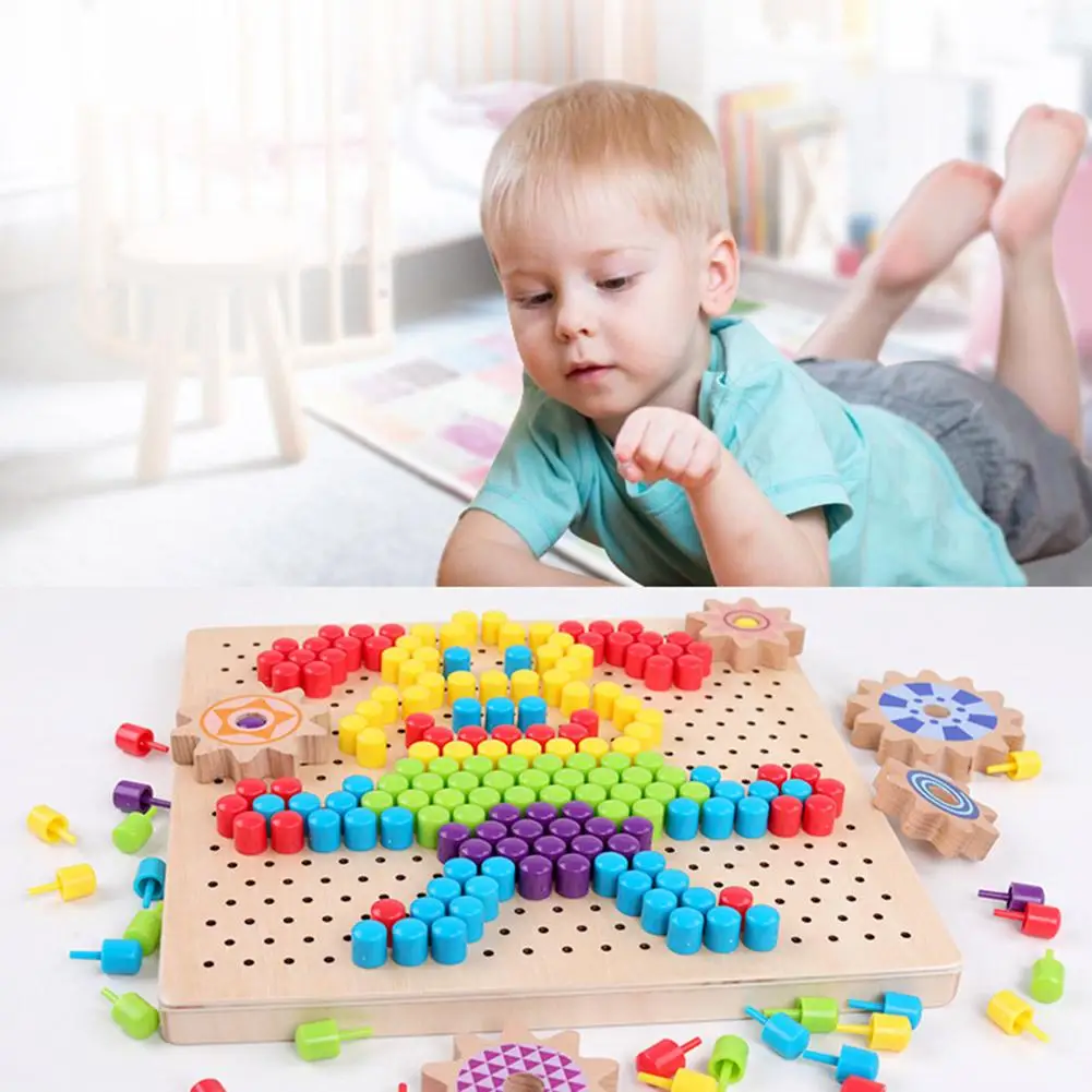 

1 Set Children Wooden Toy New and High Quality Mushroom Nail Board Simple and Elegant Color Recognition Puzzle Inserting Toy