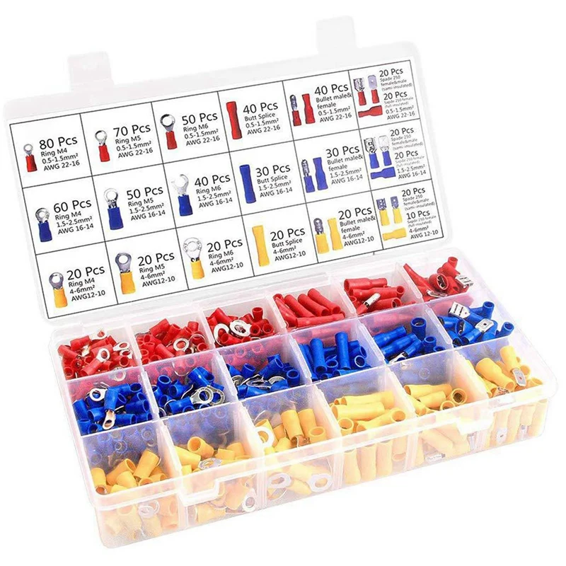 

Электрический соединитель, 700 шт., изолированные соединительные клеммы, гибридные кольцевые лопаты, стыковые быстроразъемные Комбинирован...