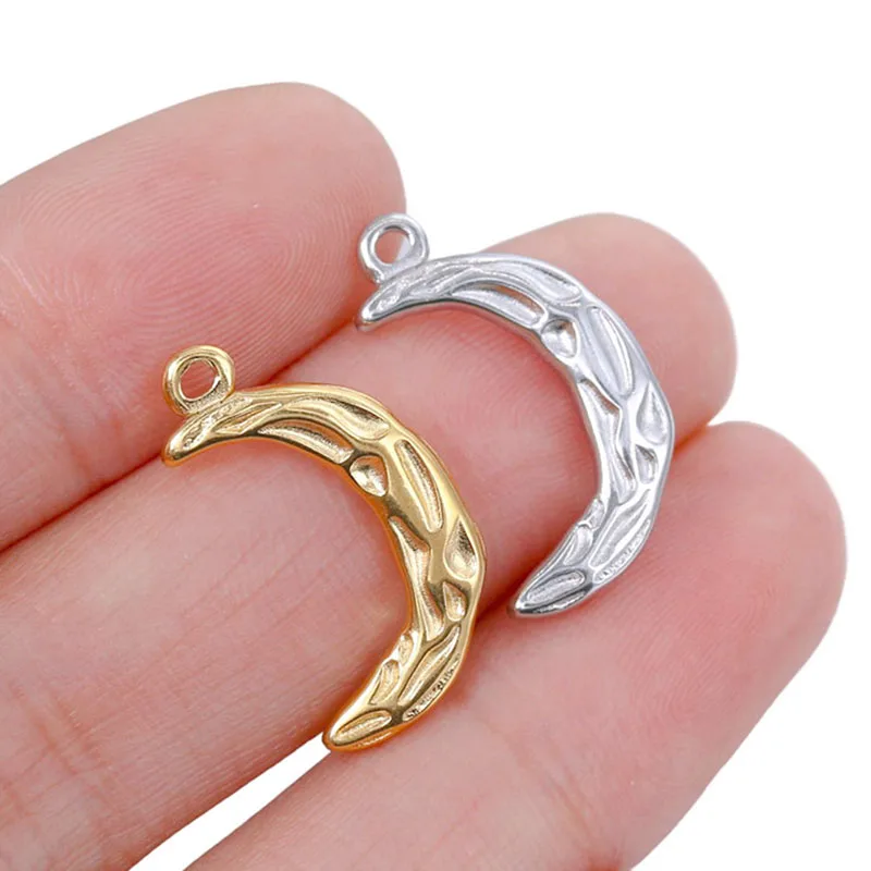 

WZNB 3Pcs Crescent Moon Charms for Jewelry Making Geometric Stainless Steel Pendant Diy Earrings Necklaces Accessories Supplies