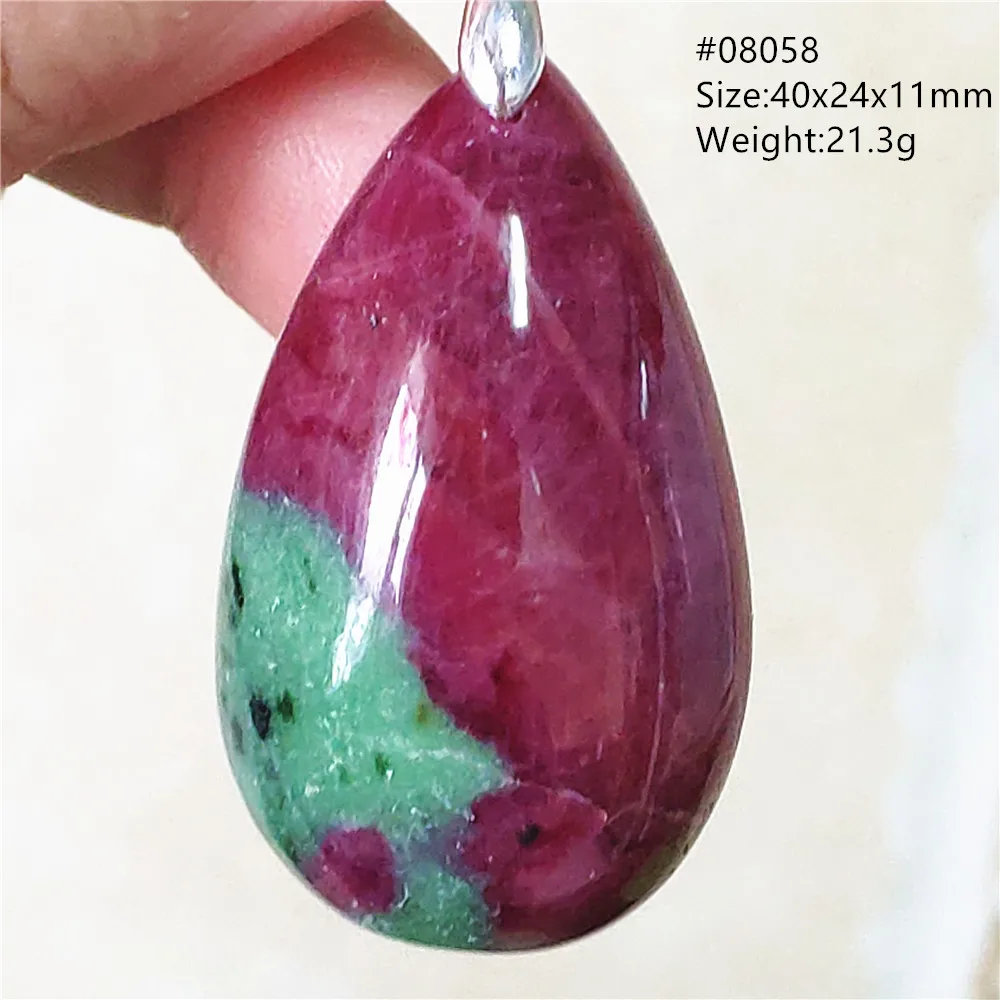 Natural Red Ruby Tumbled Pendant Necklace Women Men Star Light Watermelon Ruby Zoisite 925 Sterling Silver Jewelry AAAAAA