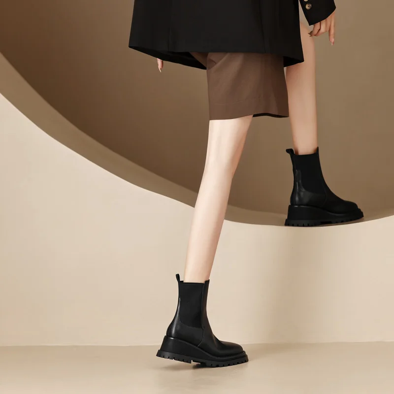 Женские кожаные ботинки челси SmallHut новые осенне-зимние черные коричневые