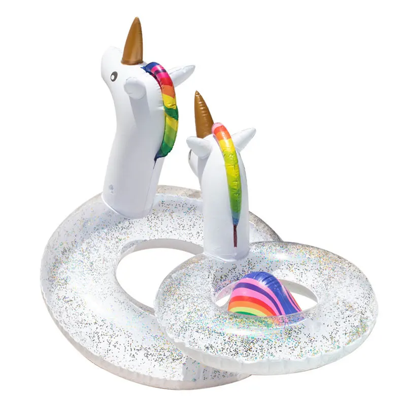 Детский надувной матрас с блёстками в виде фламинго Единорога |