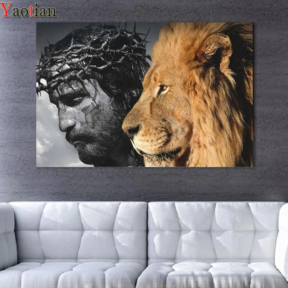 

Алмазная живопись с христианским Иисусом и львом, полный квадрат, Новое поступление, 5D алмазная вышивка, инструменты стразы, картины, домашн...