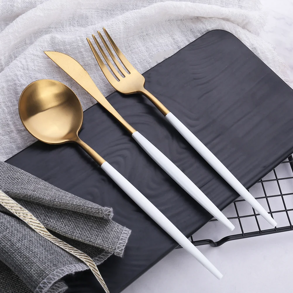 

Stainless Steel Cutlery Reusable Tableware Kit Fork Spoon Steak Dinnerware Forks Portable