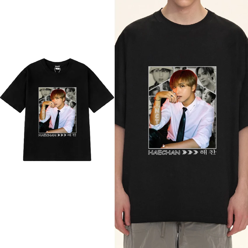 2024 Kpop NCT group Haechan графическая черная футболка для мужчин и женщин мода Y2k футболки