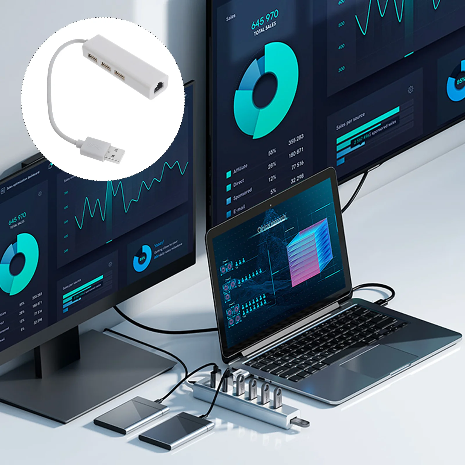 

Hub Usb Type Network Adapter Cable Converter C Docking Station Computer Port Multi Internet Portable Muti Dock