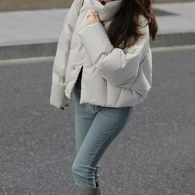 Stylish Temperament Stand Collar Short Cotton Jacket Women's Winter Coat 2022 New Solid Color Blouse Women's Clothing Jackets