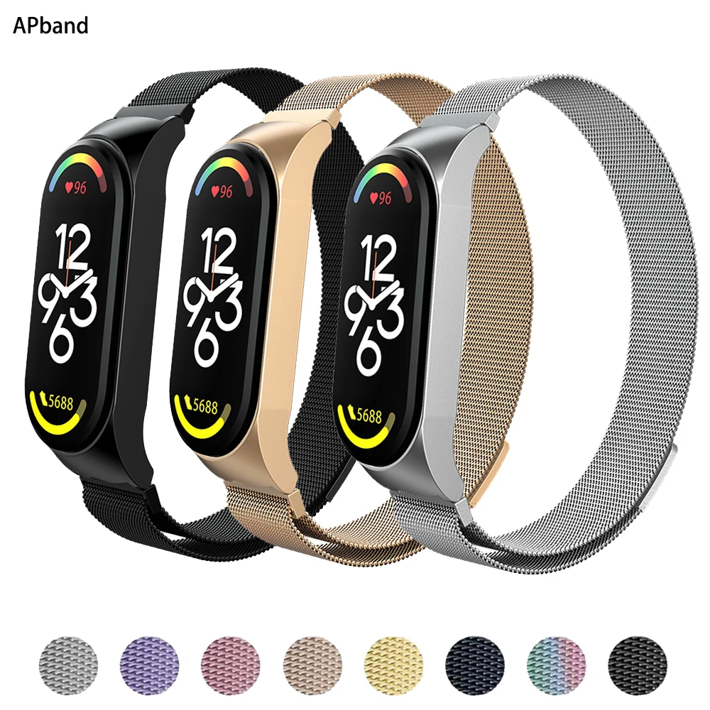 Ремешок из нержавеющей стали для Xiaomi Mi Band 7, браслет для часов metel, браслет для Xiaomi mi band 6, band4, для Xiaomi Mi Band 3, 4, 5, 6, 7
