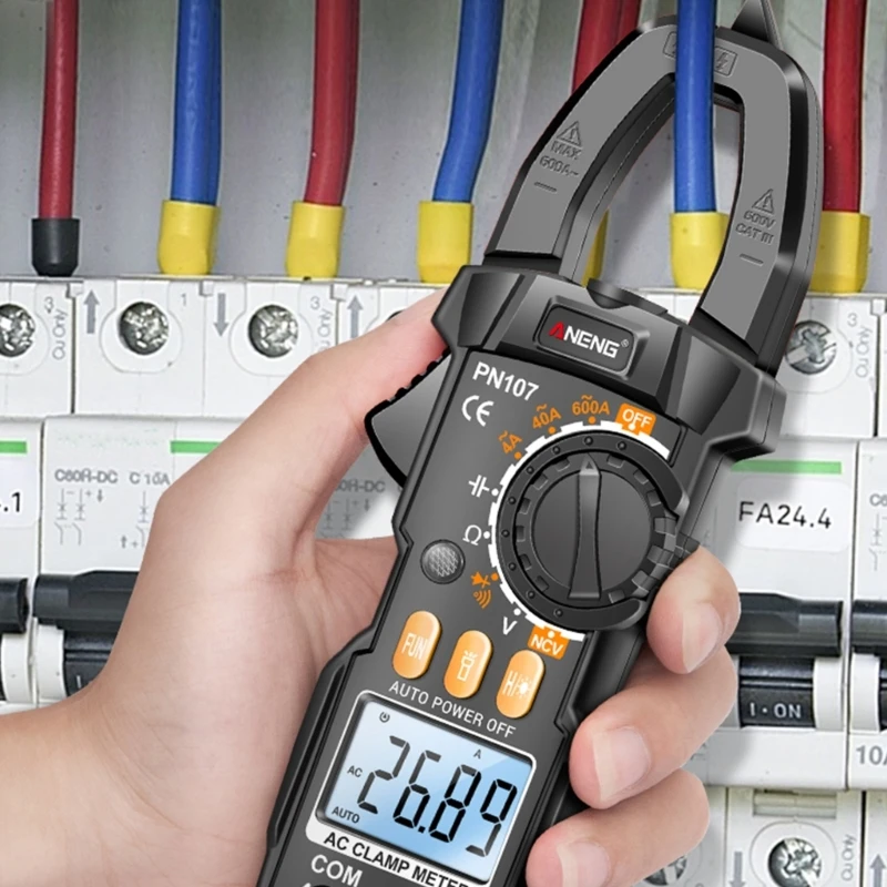 

Lightweight Multimeter Clamp Meter with Non Contact ACCurrent Measurement & Built in Flashlight for Household Workshop