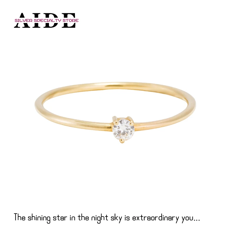 

AIDE S925 Silver 0.1 Carat Moissanite Stone Ring Sparkling 18K Gold Simple Ring for Women Wedding Jewelry Anillos Bague Gifts
