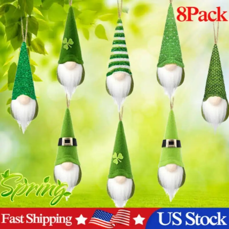 

8Pcs Hanging Spring Faceless Gnome Plush Irish Swedish Tomte Green Gnomes Elf Plush Toy Doll Birthday Gift Home Decoration