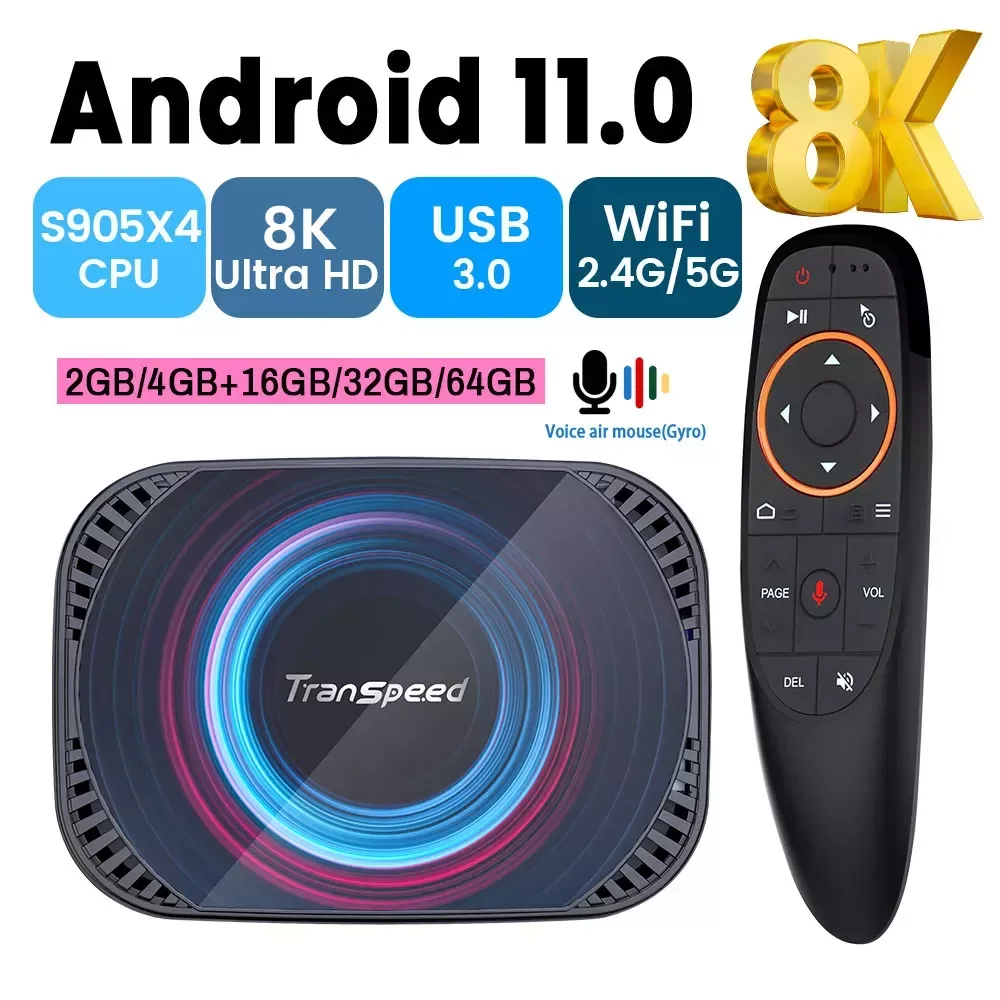 

ТВ-приставка Transpeed Amlogic S905X4, Android 11, 4K, 8K