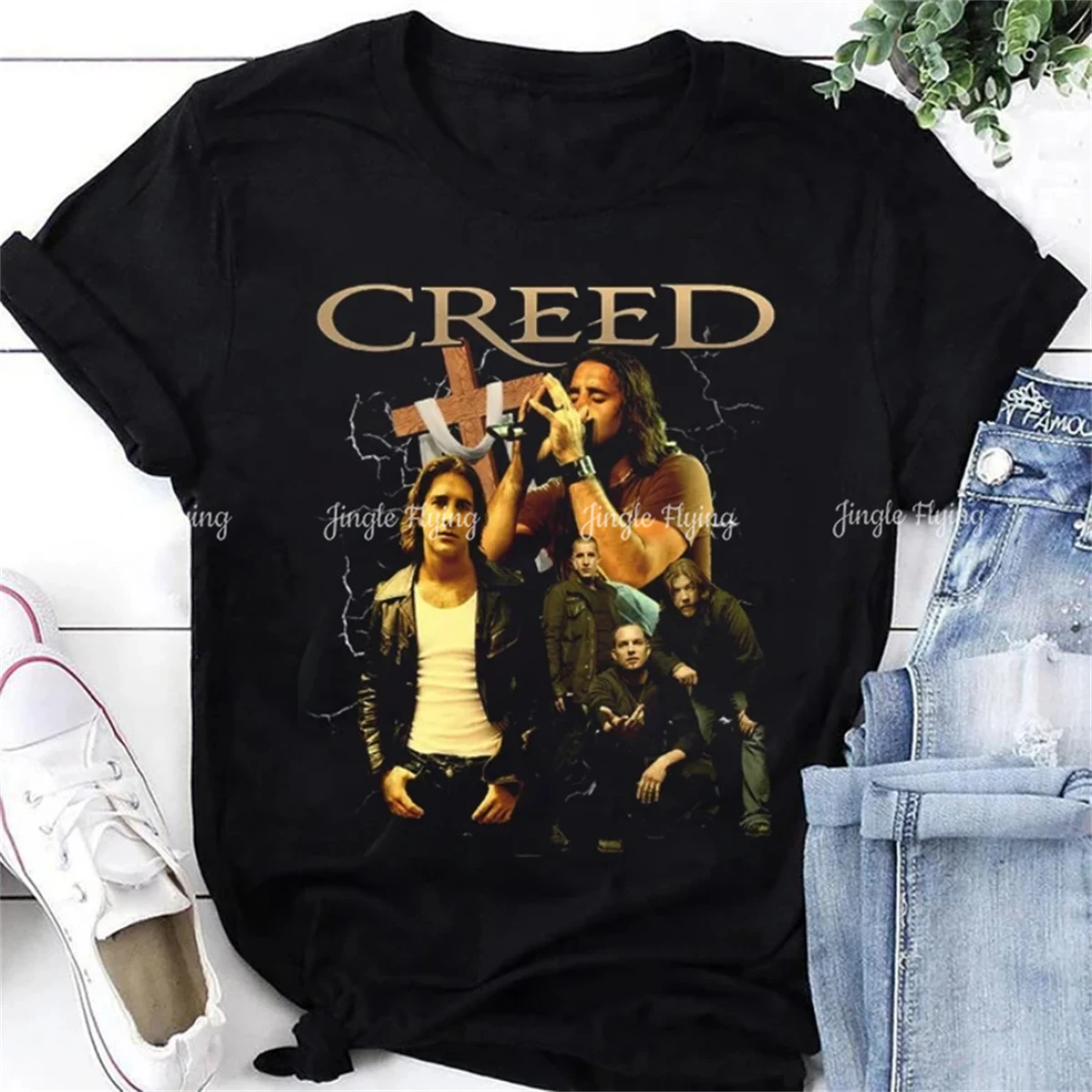 Винтажная футболка Creed Band Bootleg хлoпок |