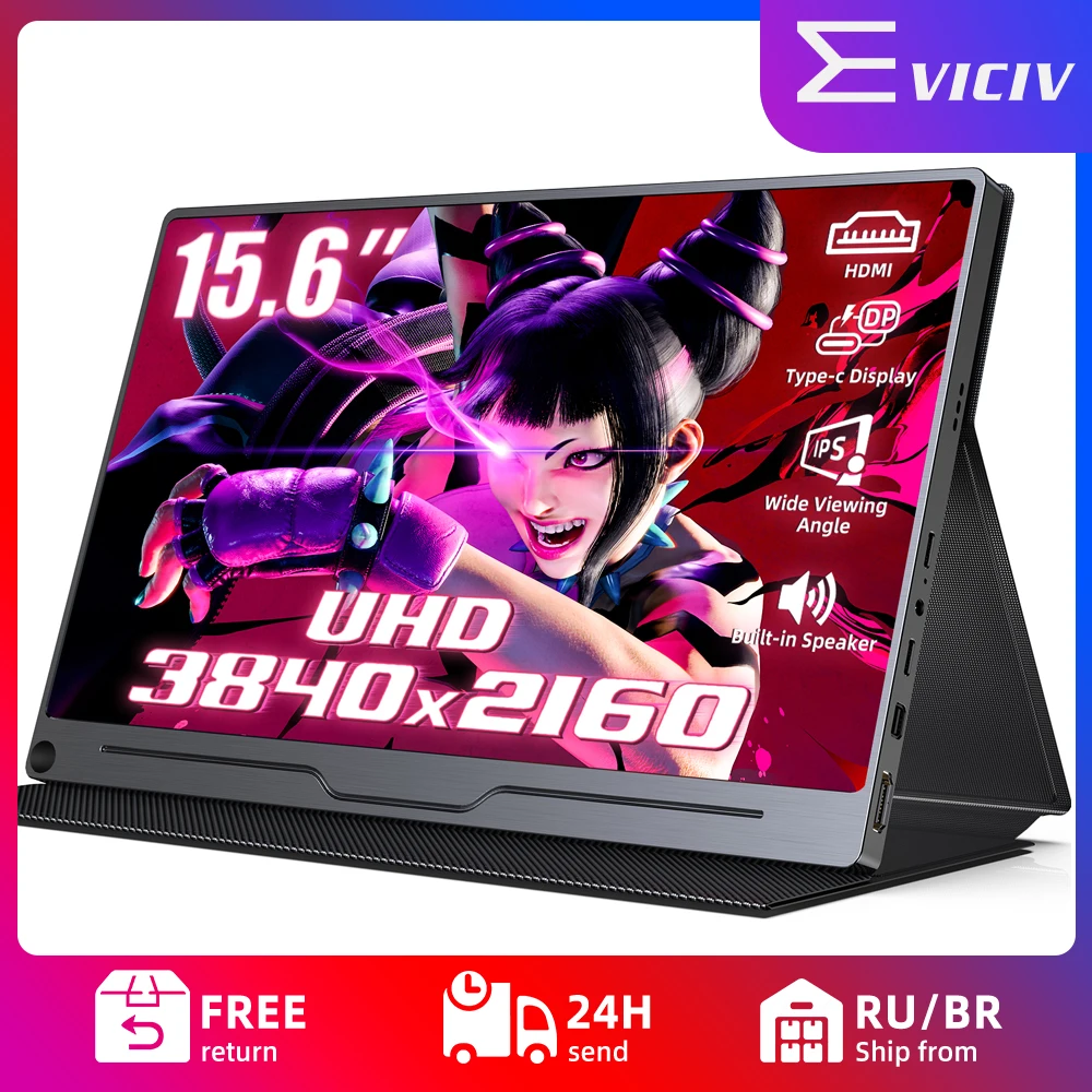 

EVICIV 15.6" Portable Monitor 4K UHD USB Type C IPS Screen For Computer Laptop PC Xbox PS4/5 Switch LCD Display Gaming Monitor