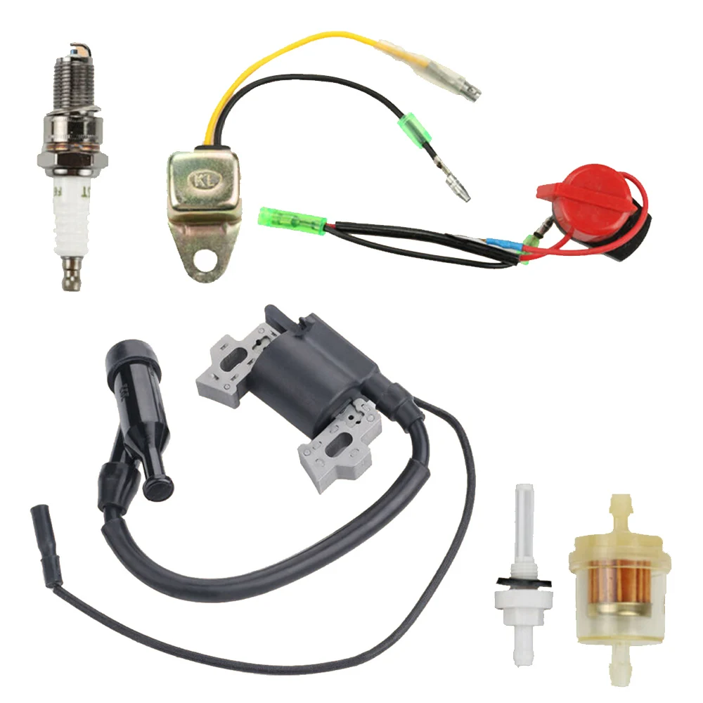 

Ignition Coil Magneto Replacement Kit with Switch and Low Oil Sensor Alert for Honda Engines GX110 GX120 GX140 GX160