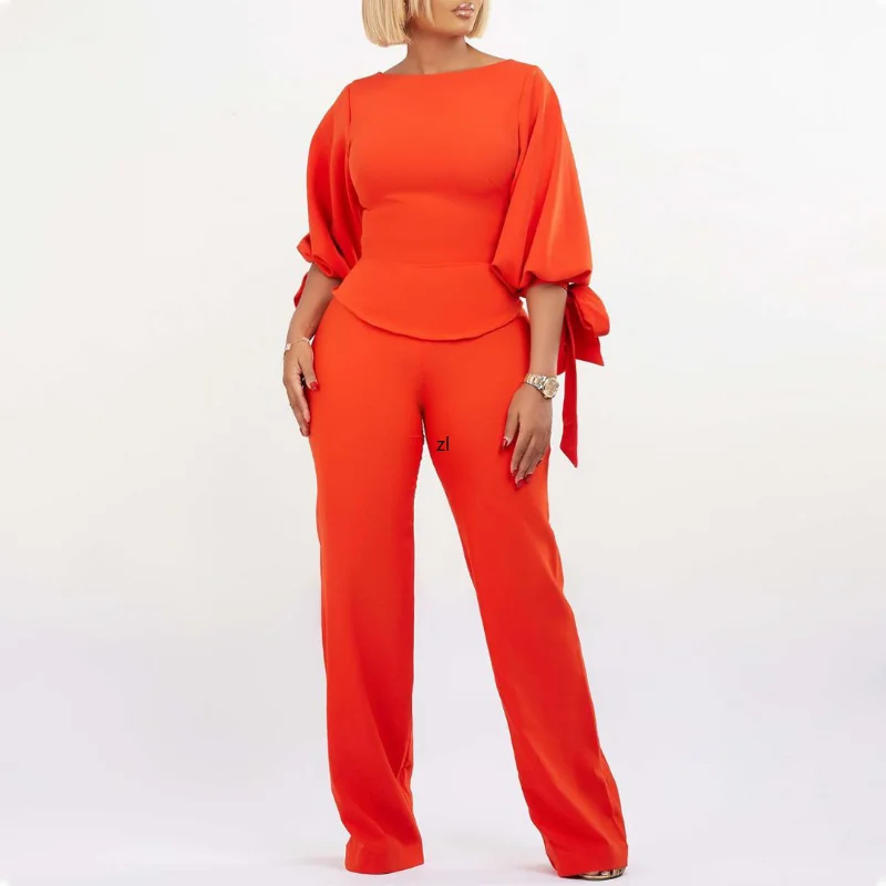Two Piece Sets Women Dashiki African Clothes Spring Summer New Fashion Three Quarters Sleeve Top And Pants Suit Matching Sets