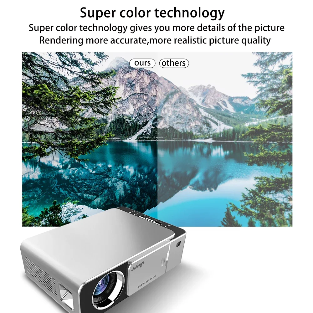 

Salange T6 Projector Mini, Support 1080P 4K LED 4500 Lumens HDMI USB Portable Home Theater Proyector WIFI Mirroring Beamer