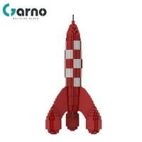 garno popular anime les aventures de tintin et miloued rocket model building blocks construction set for boys children toys gift