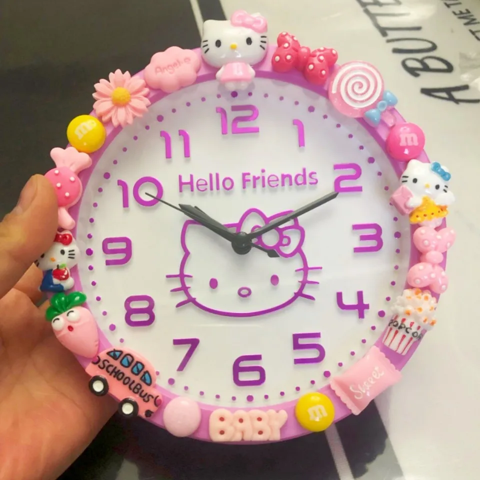

Sanrio Hello Kitty Fashion Cute Cartoon Bedside Alarm Clock Simple Creative Personality Mute Children'S Wake-Up Alarm Clock Gift