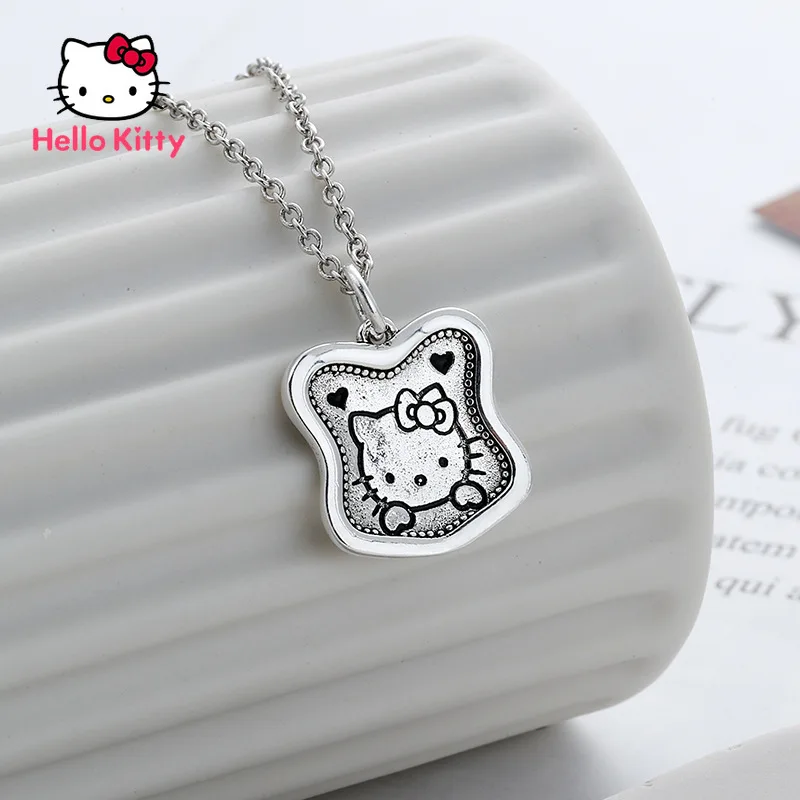 Ожерелье с полым кулоном Hello Kitty мультяшное изображение вогнутые из нержавеющей