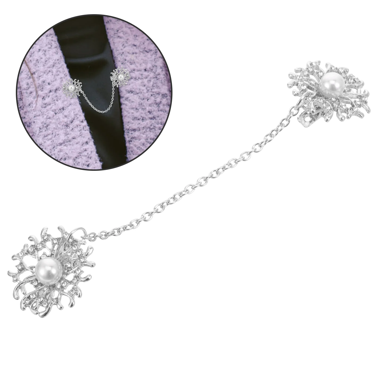 Brooches for Women's Clothing Saree Luxury Woman Free Shipping Chain Sweaters Connection Collar Clips Alloy Pearl