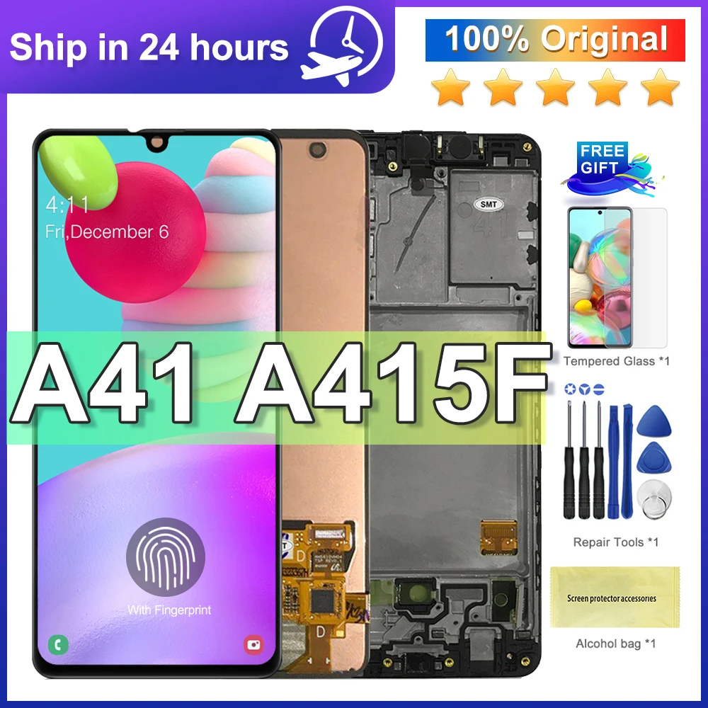 ЖК-дисплей 6 1 &quotдля Samsung Galaxy A41 A415 A415F A415F/DS сенсорная панель дигитайзер с рамкой в