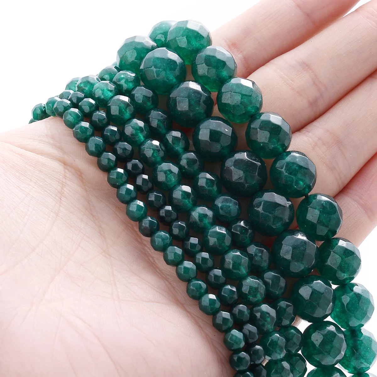 Natural Faceted Green Treasure Emeralds Chalcedony Jades Stone Loose Beads For Jewelry Making DIY Charm Necklace Bracelet