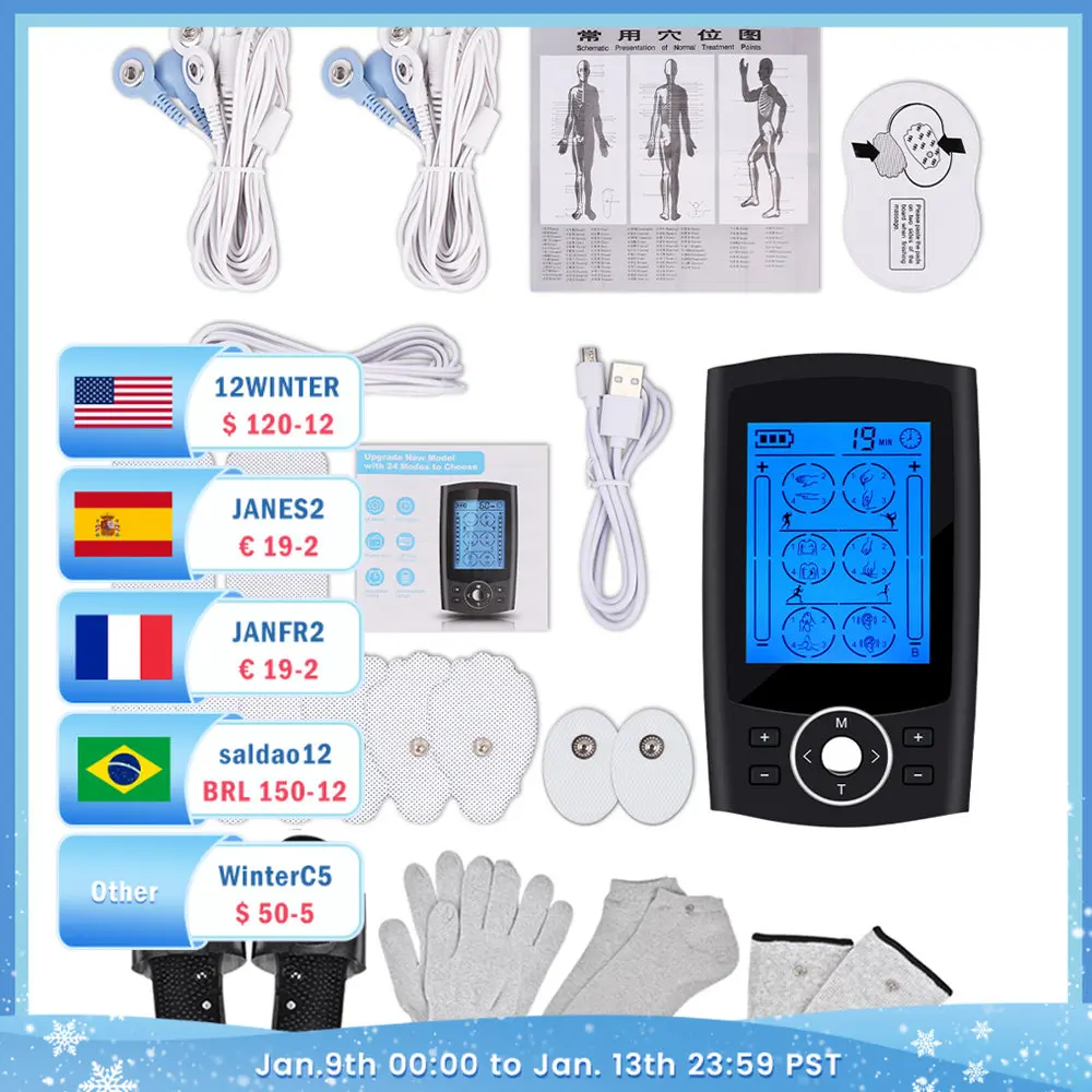 

24 режима электрический стимулятор мышц Ems Акупунктура электронная терапия Herald массажный инструмент электростимулятор