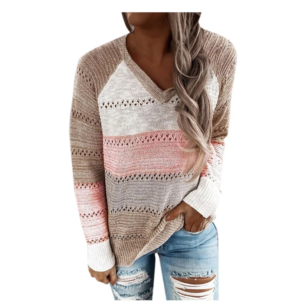 

Fashion Women Casual Patchwork V-Neck Long Sleeves Mens Sweaters And Pullovers Mens Cardigan Sweater Mens Cotton V Neck Sweater