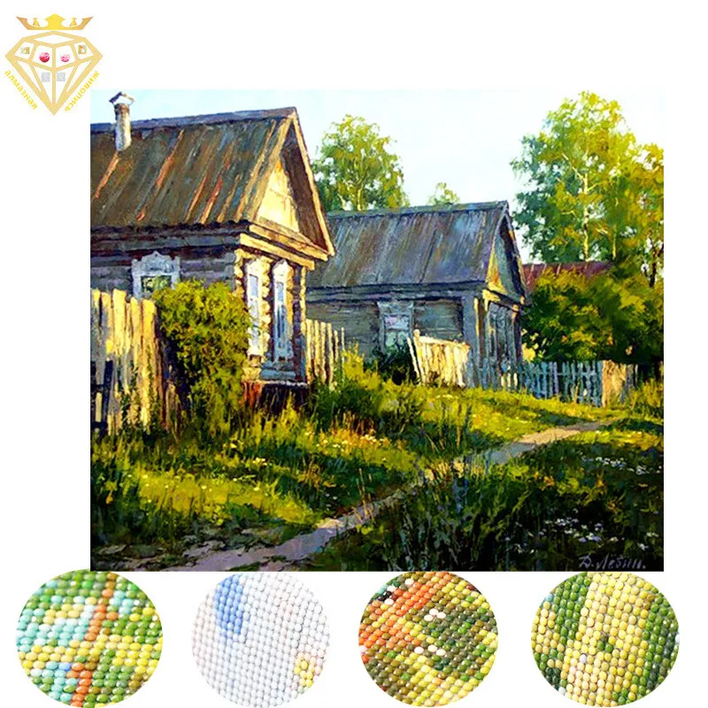 

2022 вышивка мозаикой, полная Алмазная вышивка, старый дом, круглая алмазная живопись, дом 5d, украшение для дома, живопись zx