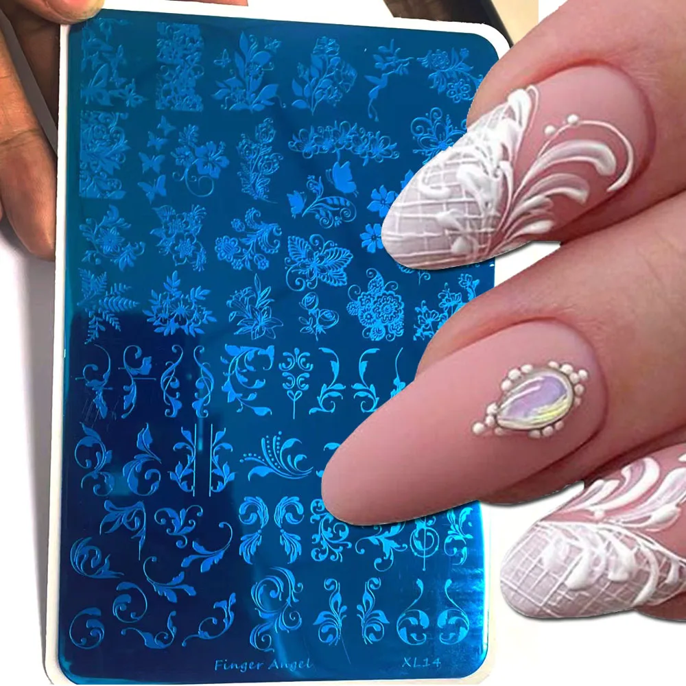 

Nail Art Stamping Plates Lace Flower Butterfly Design Stainless Steel Stamping Template 9.5*14.5cm Nail Art Image Printing Tools