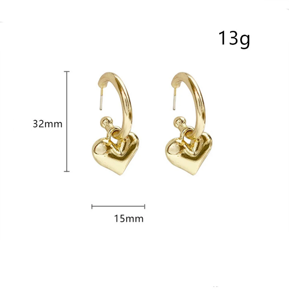 Love Heart Earrings For Women Sweet Adorable Gold Silver Color Piercing Ladies Drop Earring Metal Hoop Earring pendientes mujer