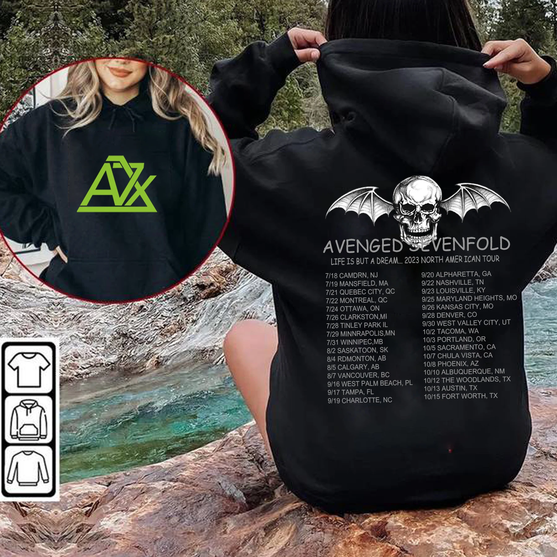 Фото Avenged Sevenfold Life Is But A Dream североамериканский тур 2023 толстовка с принтом женская мужская винтажная зимняя толстовка №3