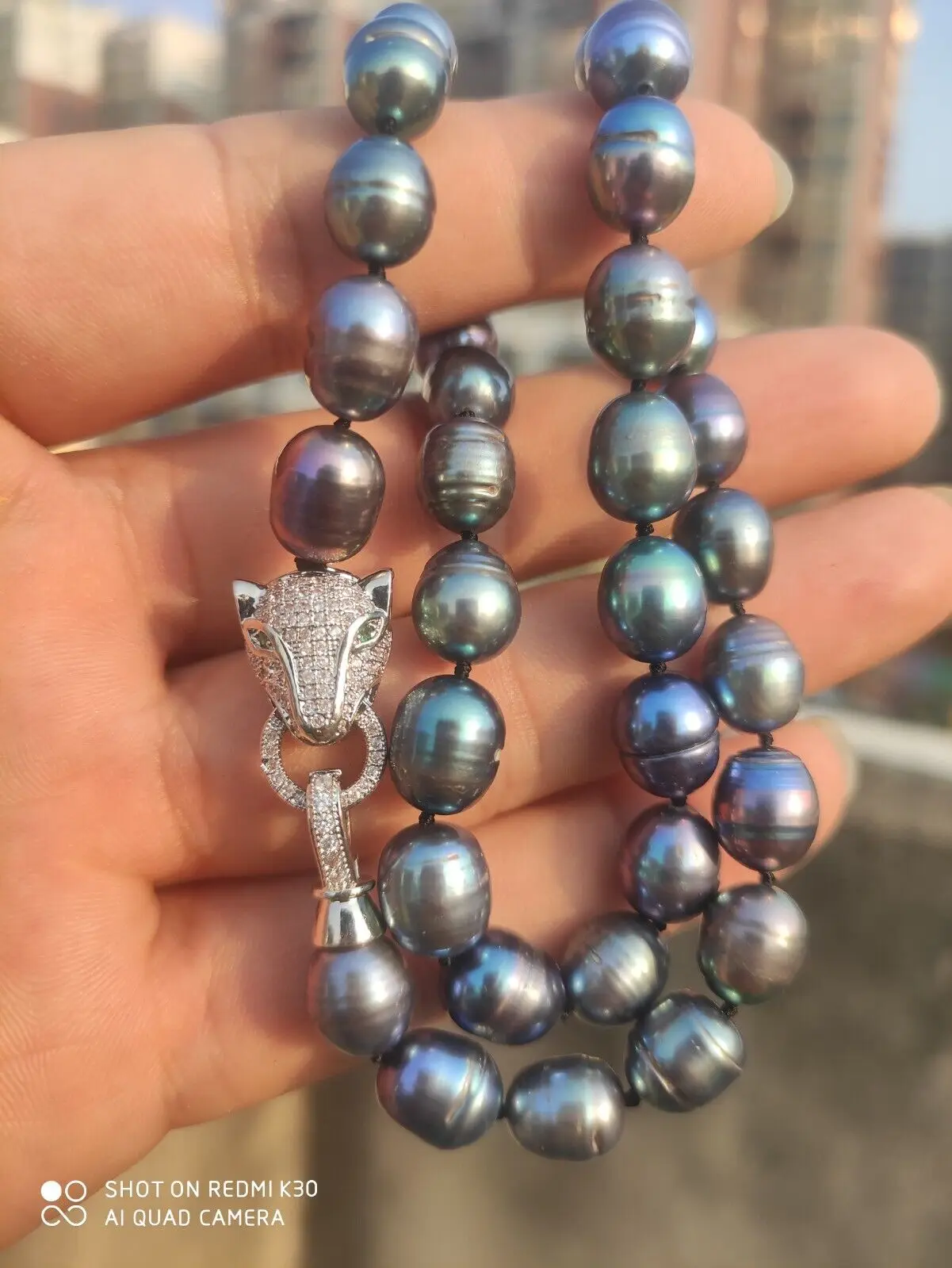 Ожерелье из натурального черного жемчуга ААА 10-11 мм 18 дюймов